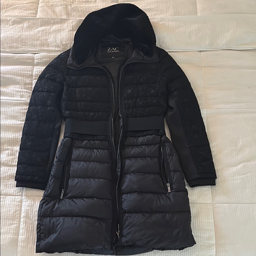 Zac Posen Black Puffer Coat with Hood